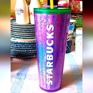 STARBUCKS 24 oz 2022 Back To School Purple Bubble Cup with Original Straw!